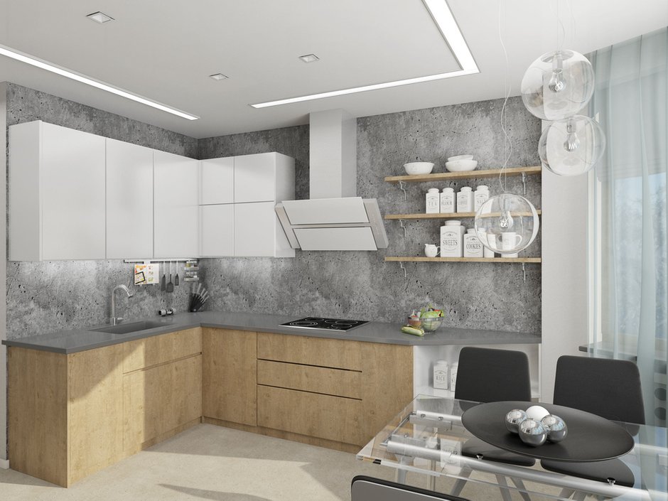 Фотография: Кухня и столовая в стиле Лофт, Современный, Квартира, Проект недели, Москва, Евгения Ермолаева, EEDS, новостройка, Монолитный дом, 2 комнаты, 60-90 метров – фото на INMYROOM