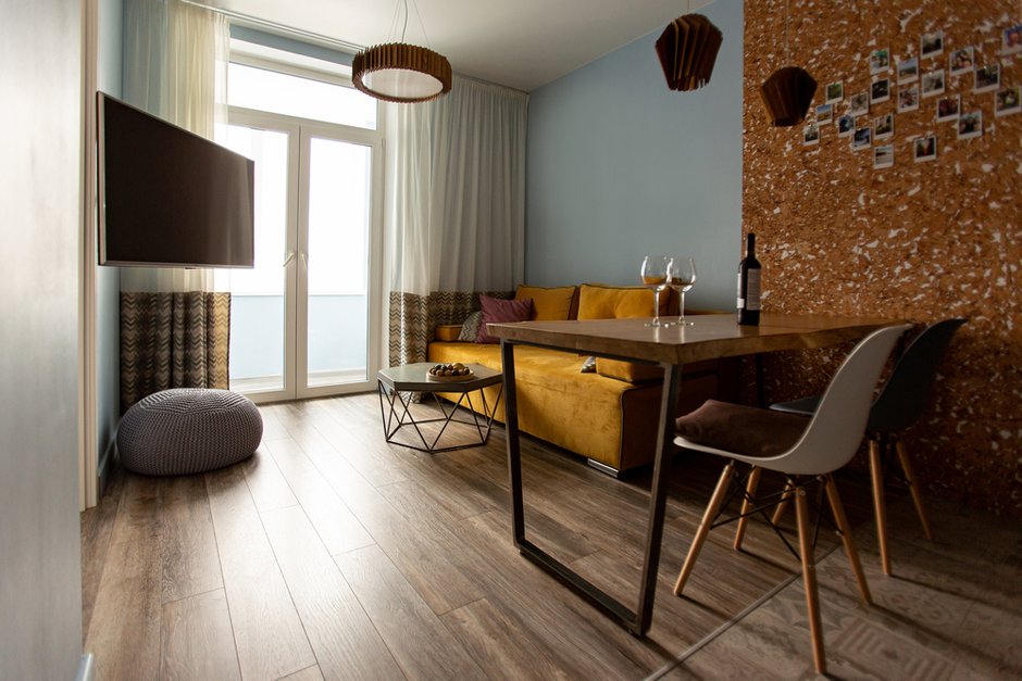 Фотография: Гостиная в стиле Современный, Скандинавский, Малогабаритная квартира, Квартира, Проект недели, Химки, 2 комнаты, LeBero, Ольга Березуева, ПРЕМИЯ INMYROOM – фото на INMYROOM