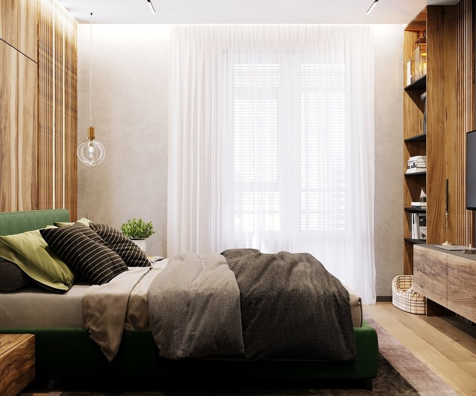 Фотография: Спальня в стиле Современный, Эко, Квартира, Проект недели, Санкт-Петербург, 3 комнаты, 60-90 метров, Монолитно-кирпичный, Студия 20:18 – фото на INMYROOM