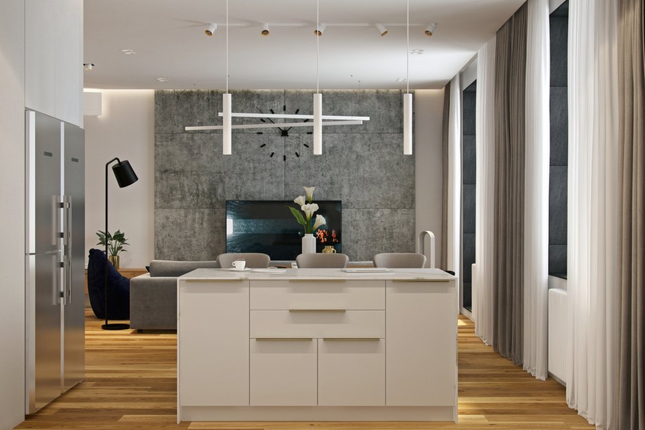 Фотография: Гостиная в стиле Современный, Квартира, Проект недели, Москва, Geometrium, 3 комнаты, Более 90 метров, Монолитно-кирпичный, ЖК «Александр» – фото на INMYROOM