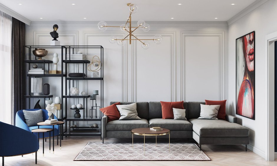 Фотография: Гостиная в стиле Современный, Квартира, Проект недели, Москва, 4 и больше, Более 90 метров, Диана Бганова – фото на INMYROOM