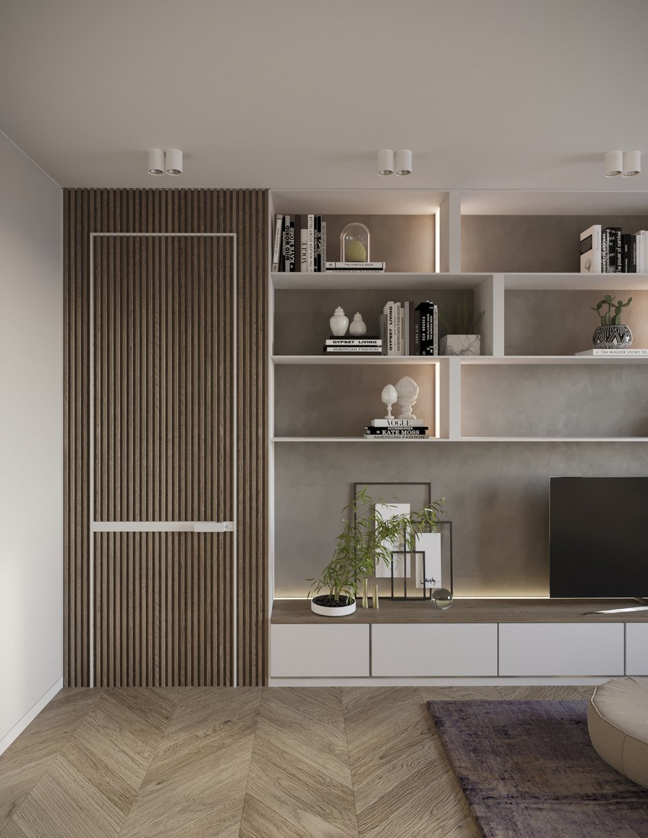 Фотография: Гостиная в стиле Современный, Квартира, Проект недели, Московская область, 2 комнаты, 60-90 метров, Монолитно-кирпичный, Евгения Шилова, Design Rocks, ЖК «Павловский квартал» – фото на INMYROOM