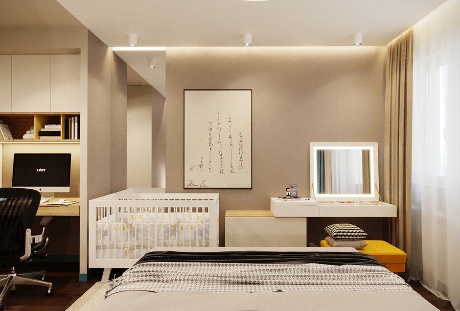 Фотография: Спальня в стиле Эко, Современный, Квартира, Проект недели, Москва, Панельный дом, 3 комнаты, 60-90 метров, Владислав Седов, LINES – фото на INMYROOM