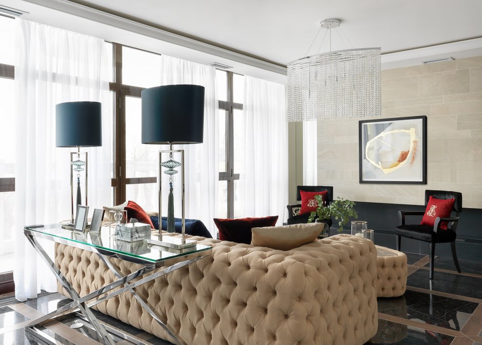 Фотография: Гостиная в стиле Классический, Современный, Квартира, Проект недели, Московская область, Монолитный дом, 2 комнаты, 60-90 метров, #эксклюзивныепроекты, Simple Way, ЖК Admiral Waterhause – фото на INMYROOM