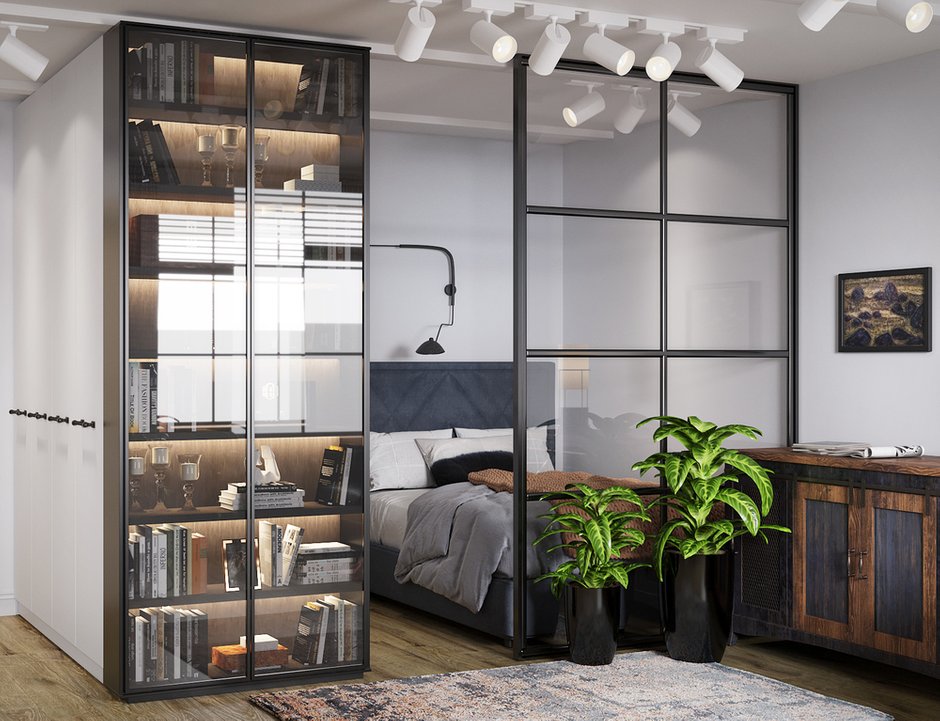 Фотография: Спальня в стиле Современный, Лофт, Квартира, Студия, Проект недели, Москва, Монолитный дом, до 40 метров, Светлана Удзилаури – фото на INMYROOM