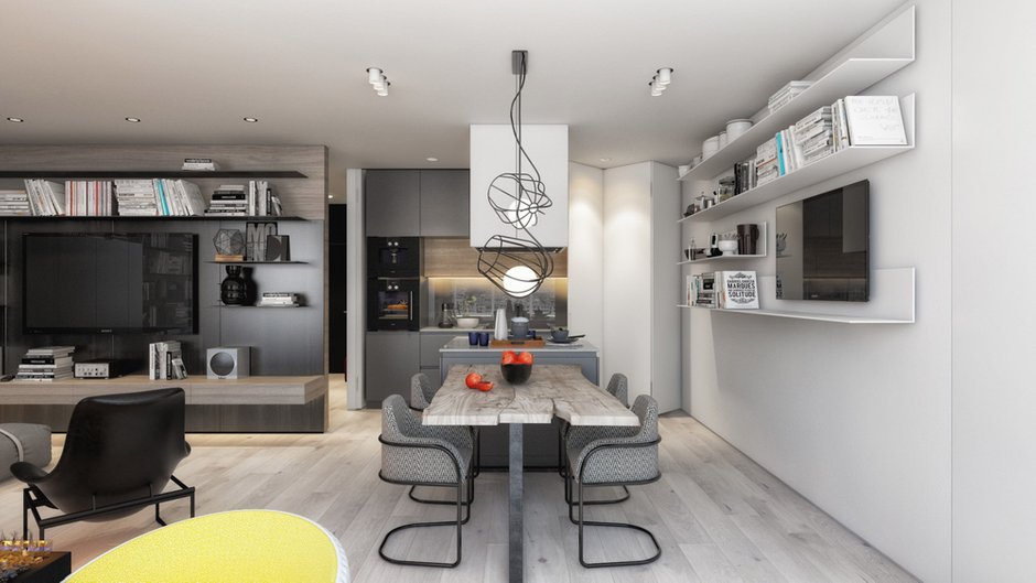 Фотография: Кухня и столовая в стиле Современный, Квартира, Проект недели, Москва, 2 комнаты, Более 90 метров, Artstudio – фото на INMYROOM