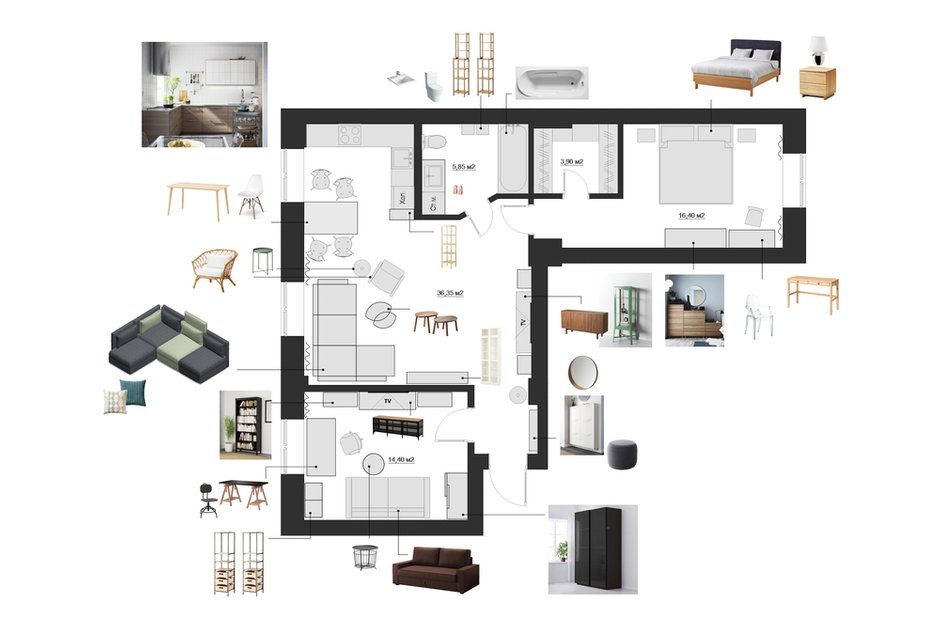 План с расстановкой мебели