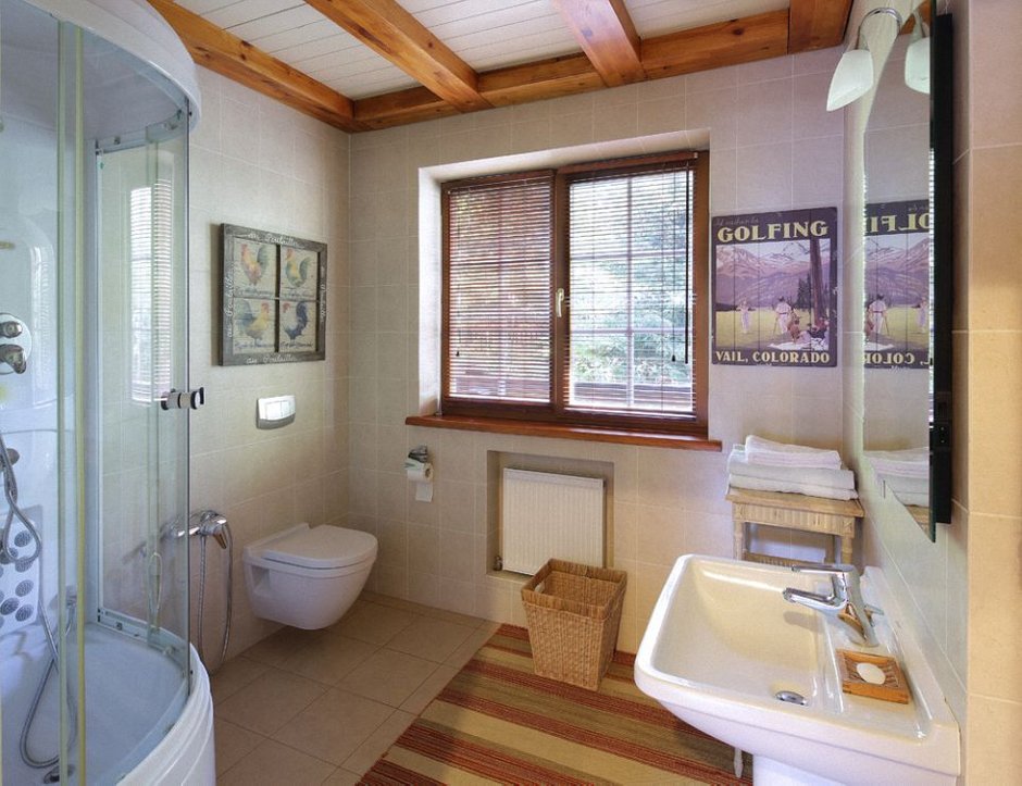 Фотография: Ванная в стиле Прованс и Кантри, Дом, Проект недели, Дом и дача, Московская область, дом из бруса, Александр Петунин, Палекс-строй – фото на INMYROOM