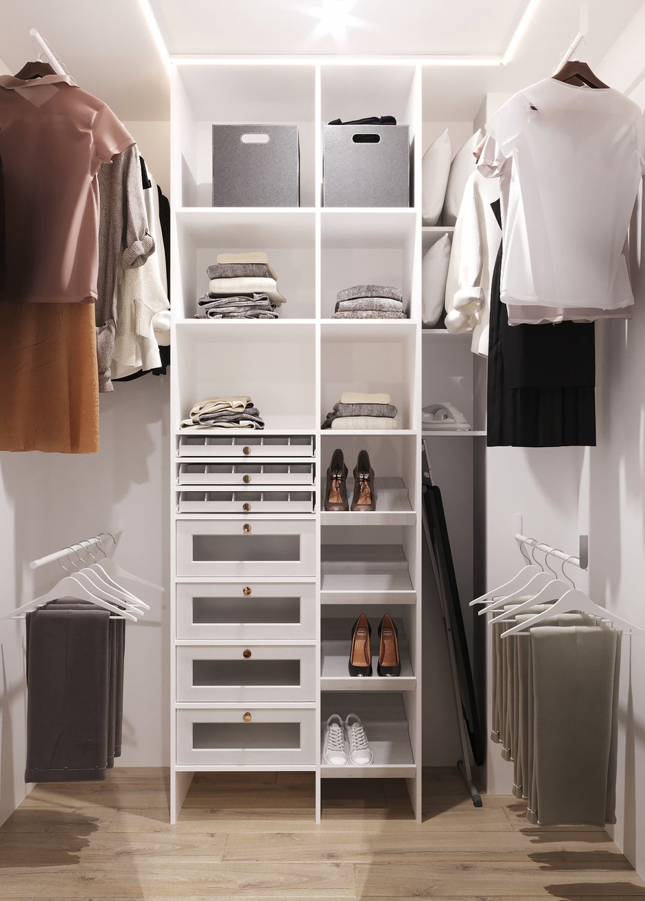 Фотография: Гардеробная в стиле Современный, Прихожая, Квартира, Проект недели, Москва, 2 комнаты, 40-60 метров – фото на INMYROOM