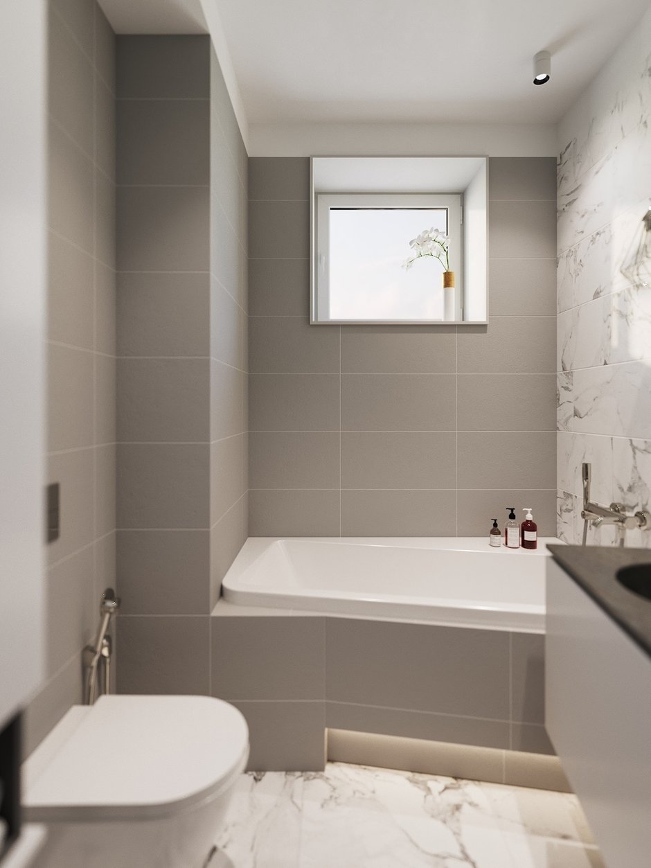 Фотография: Ванная в стиле Современный, Квартира, Минимализм, Проект недели, Санкт-Петербург, Олеся Малицкая, Сергей Малицкий, Студия Малицких, Монолитный дом, 3 комнаты, 60-90 метров – фото на INMYROOM