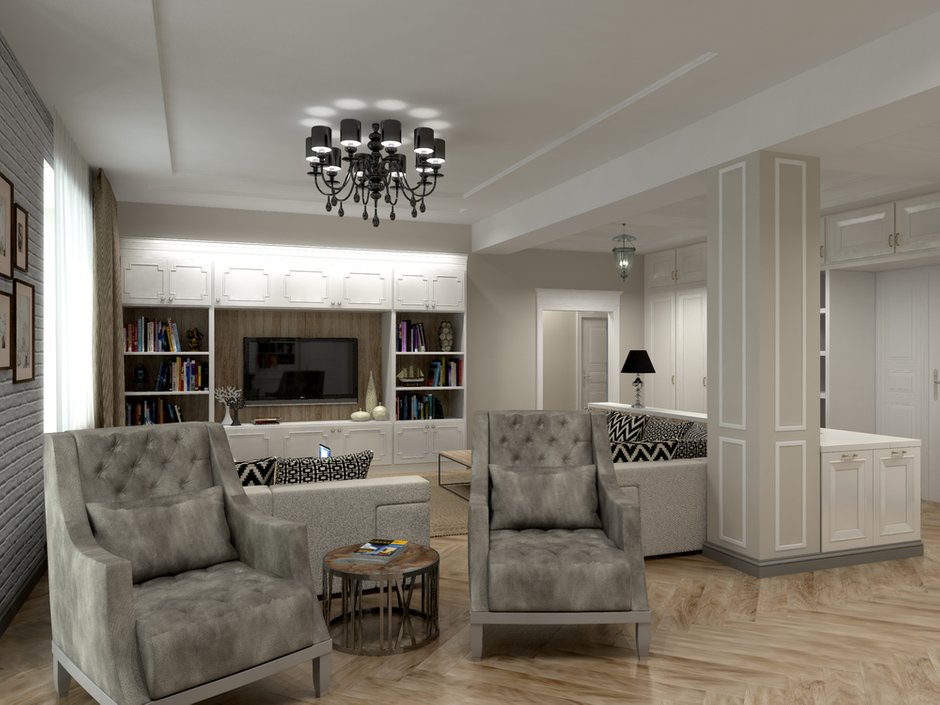 Фотография: Гостиная в стиле Прованс и Кантри, Классический, Современный, Квартира, Проект недели, Москва, Сталинка, Марина Бочарова, 4 и больше, Более 90 метров – фото на INMYROOM