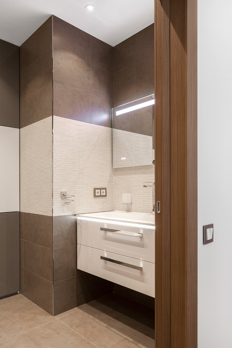 Фотография: Ванная в стиле Современный, Квартира, Проект недели, новостройка, Монолитный дом, 3 комнаты, Более 90 метров – фото на INMYROOM