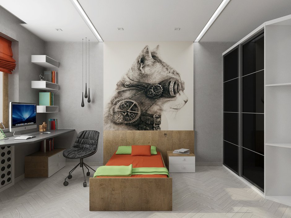 Фотография: Кабинет в стиле Лофт, Современный, Квартира, Проект недели, Москва, Евгения Ермолаева, EEDS, новостройка, Монолитный дом, 2 комнаты, 60-90 метров – фото на INMYROOM