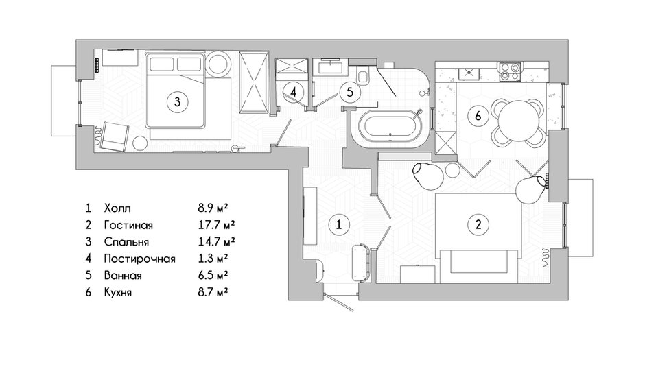 Фотография: Планировки в стиле , Скандинавский, Современный, Квартира, Проект недели, Минск, Евгения Лыкасова, 2 комнаты, 60-90 метров, J.Lykasova Studio – фото на INMYROOM