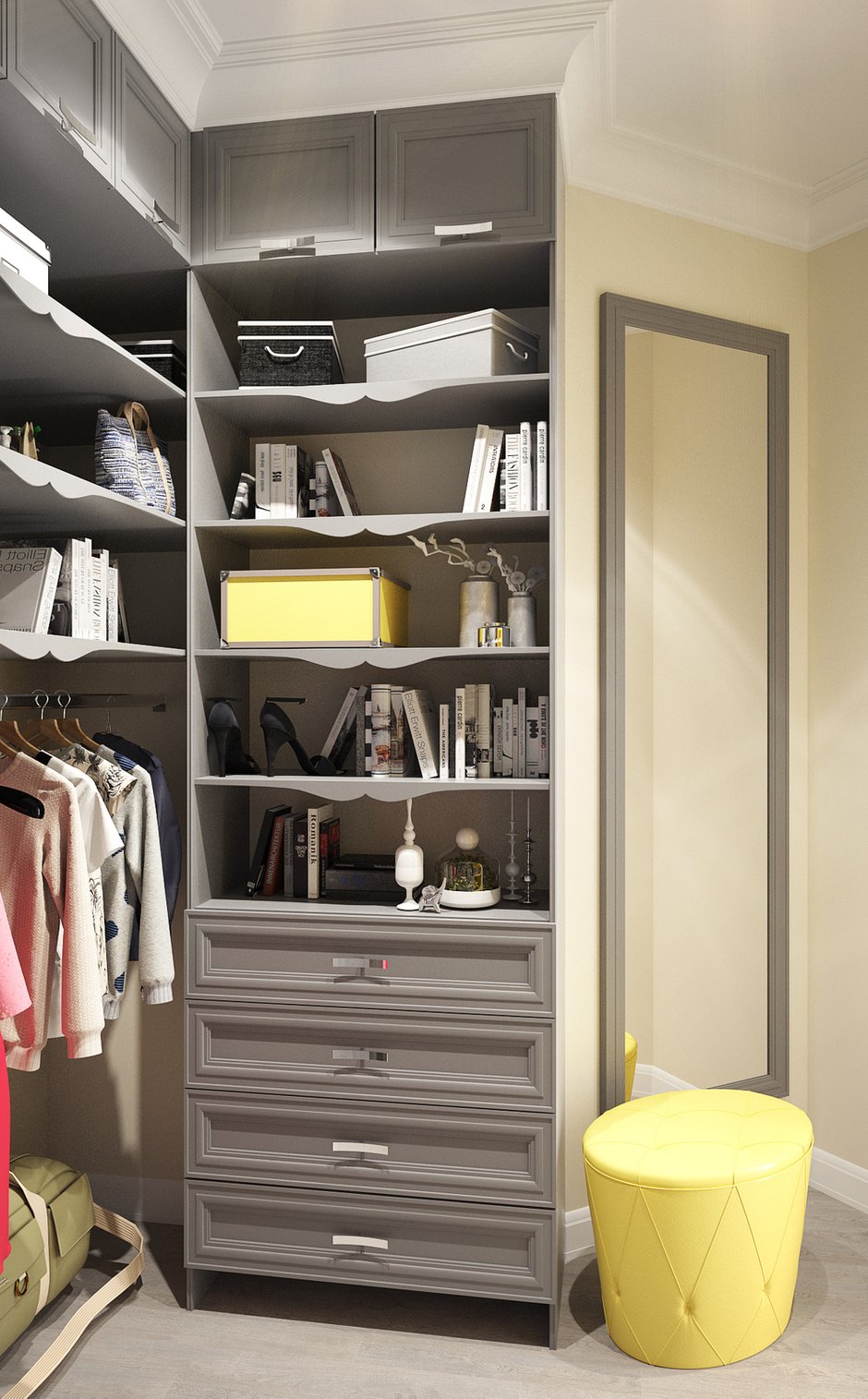 Фотография:  в стиле , Эклектика, Квартира, Россия, Проект недели, Ideal Lux, эклектика в интерьере, Алексей Ковязин, Caparol, Roca, Derufa, Porcelanosa, Donolux, Tarkett, Нansgrohe, Краснодар, как обустроить гардеробную, Еstetica, Монолитный дом, 2 комнаты, 60-90 метров – фото на INMYROOM