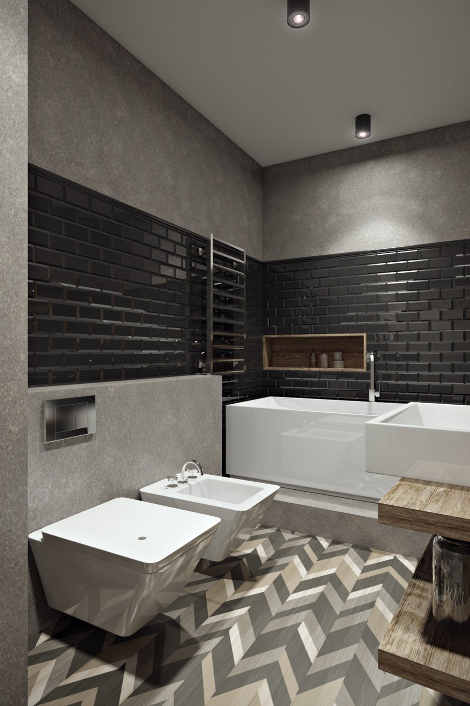 Фотография: Ванная в стиле Лофт, Квартира, Проект недели, Москва, Диана Мальцева, новостройка, Монолитный дом, 2 комнаты, 60-90 метров – фото на INMYROOM