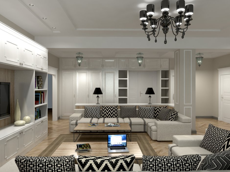 Фотография: Гостиная в стиле Прованс и Кантри, Классический, Современный, Квартира, Проект недели, Москва, Сталинка, Марина Бочарова, 4 и больше, Более 90 метров – фото на INMYROOM