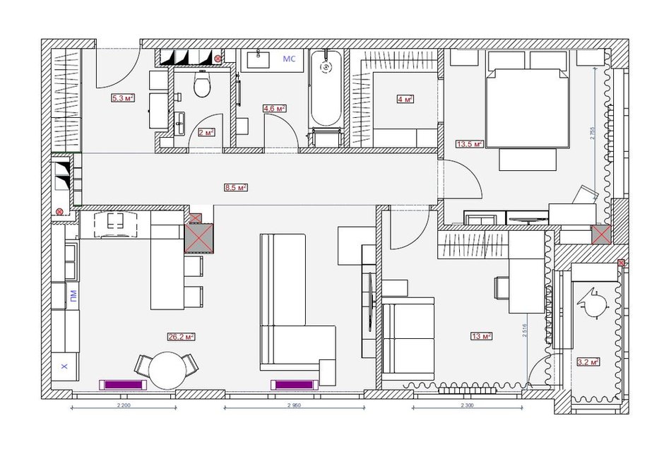 План с расстановкой мебели