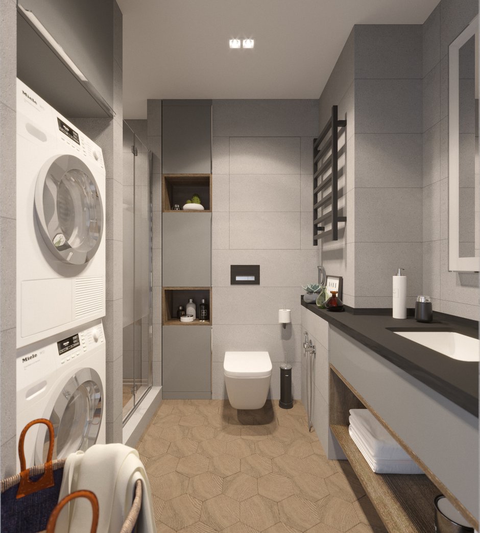 Фотография: Ванная в стиле Современный, Квартира, Проект недели, Санкт-Петербург, Виктория Малышева, VMGroup, 2 комнаты, 40-60 метров, Монолитно-кирпичный, ЖК Самоцветы – фото на INMYROOM