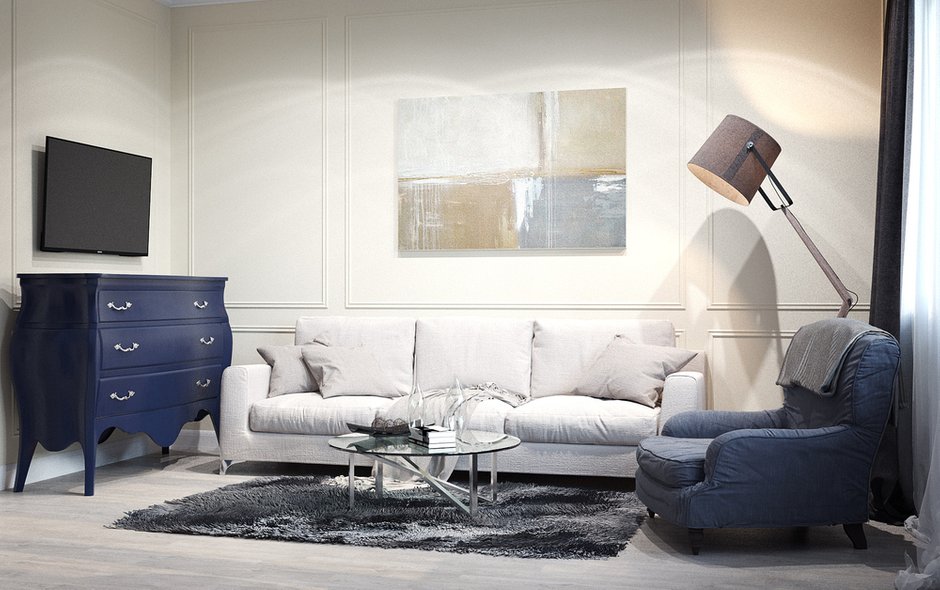 Фотография:  в стиле , Эклектика, Квартира, Россия, Проект недели, Ideal Lux, эклектика в интерьере, Алексей Ковязин, Caparol, Roca, Derufa, Porcelanosa, Donolux, Tarkett, Нansgrohe, Краснодар, как обустроить гардеробную, Еstetica, Монолитный дом, 2 комнаты, 60-90 метров – фото на INMYROOM