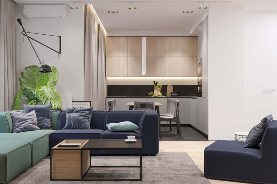 Фотография: Гостиная в стиле Минимализм, Скандинавский, Квартира, Проект недели, Москва, Павел Герасимов, Geometrium, Монолитный дом, 4 и больше, Более 90 метров – фото на INMYROOM