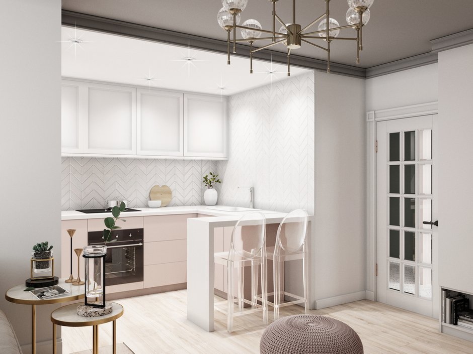 Фотография: Кухня и столовая в стиле Современный, Малогабаритная квартира, Квартира, Студия, Проект недели, Санкт-Петербург, Монолитный дом, до 40 метров, Яна Грошева, Диана Бгданова – фото на INMYROOM