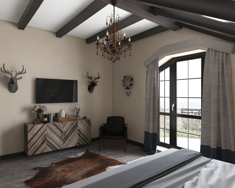 Фотография: Спальня в стиле Прованс и Кантри, Дом, Проект недели, Дом и дача, мансарда в загородном доме, Пермь, Юлия Чурина, необычный камин, декоративные балки – фото на INMYROOM