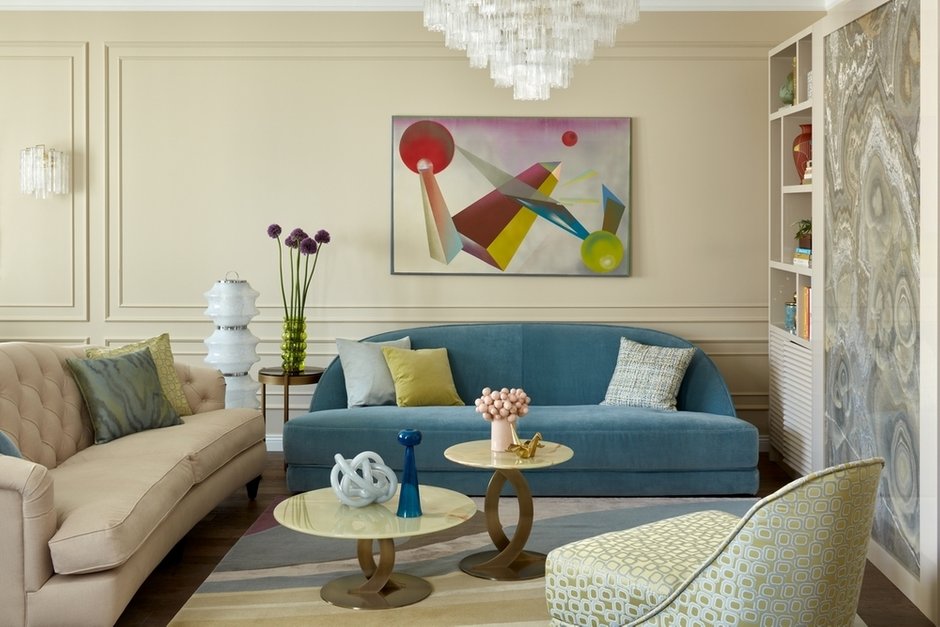 Фотография: Гостиная в стиле Классический, Современный, Квартира, Проект дня, Москва, 4 и больше, Более 90 метров, Алиса Шабельникова, Эксклюзивные проекты – фото на INMYROOM