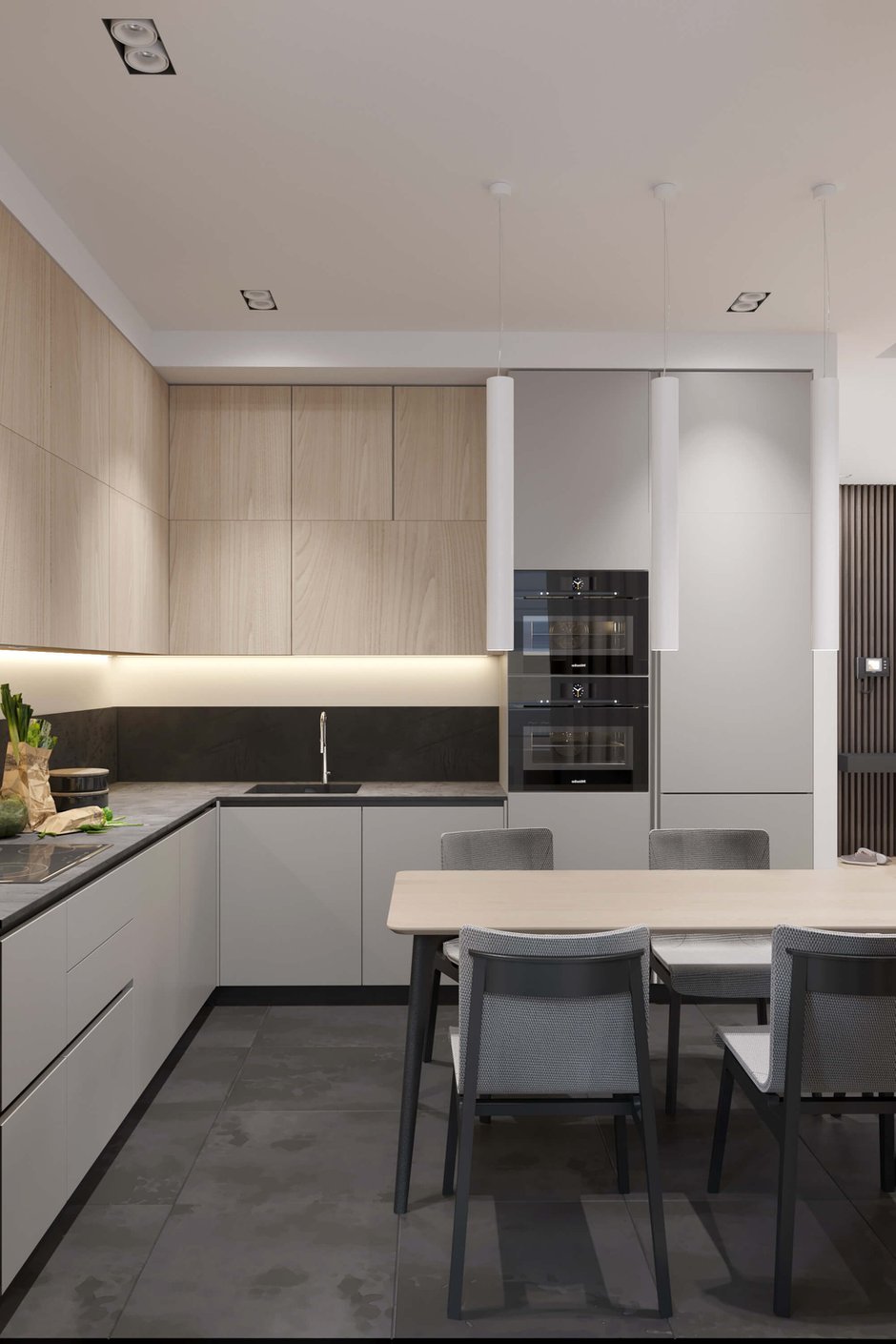 Фотография: Кухня и столовая в стиле Минимализм, Скандинавский, Квартира, Проект недели, Москва, Павел Герасимов, Geometrium, Монолитный дом, 4 и больше, Более 90 метров – фото на INMYROOM