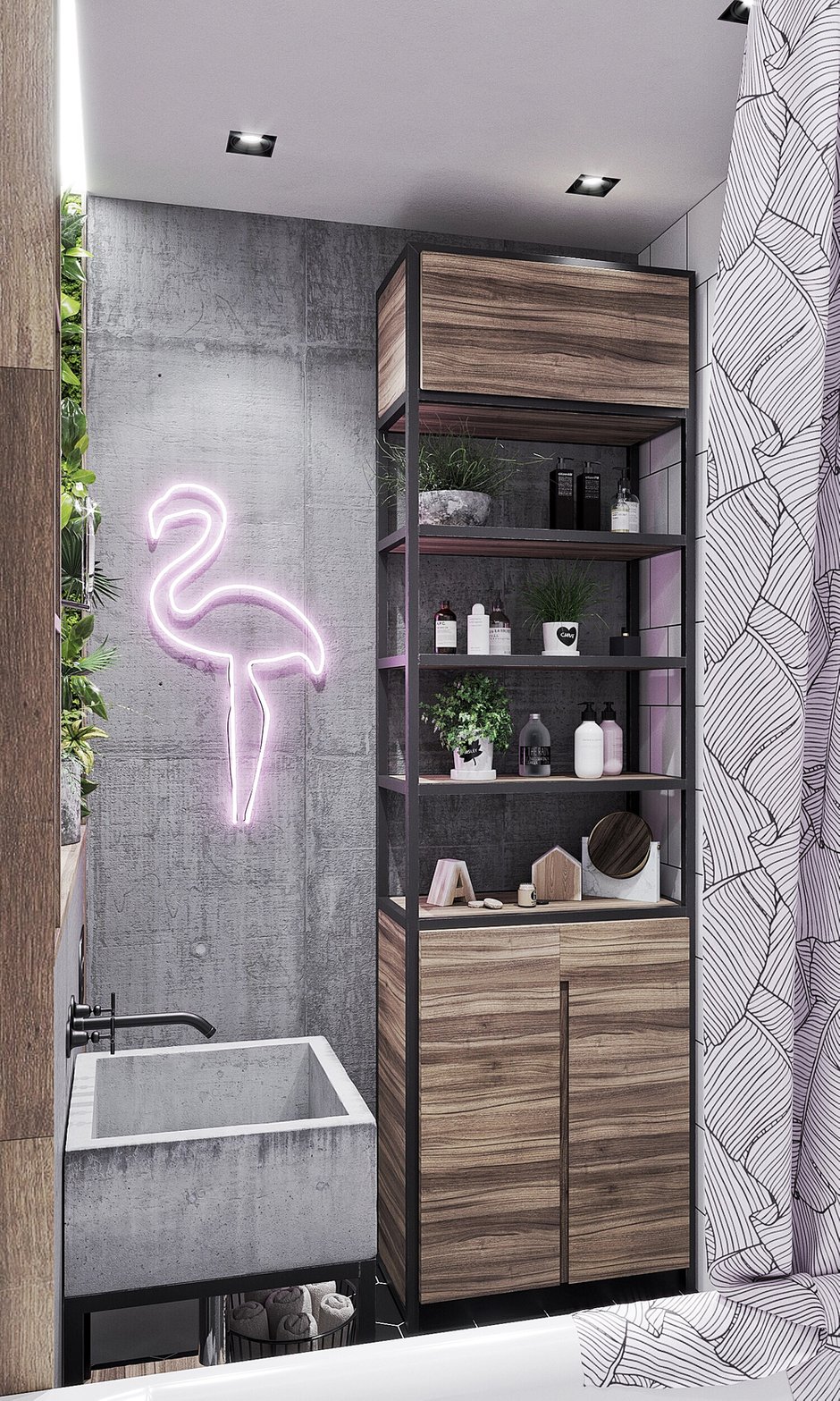 Фотография: Ванная в стиле Лофт, Эклектика, Квартира, Россия, Проект недели, Серый, Розовый, Екатеринбург, Монолитный дом, 2 комнаты, 40-60 метров, IN MY BOX – фото на INMYROOM