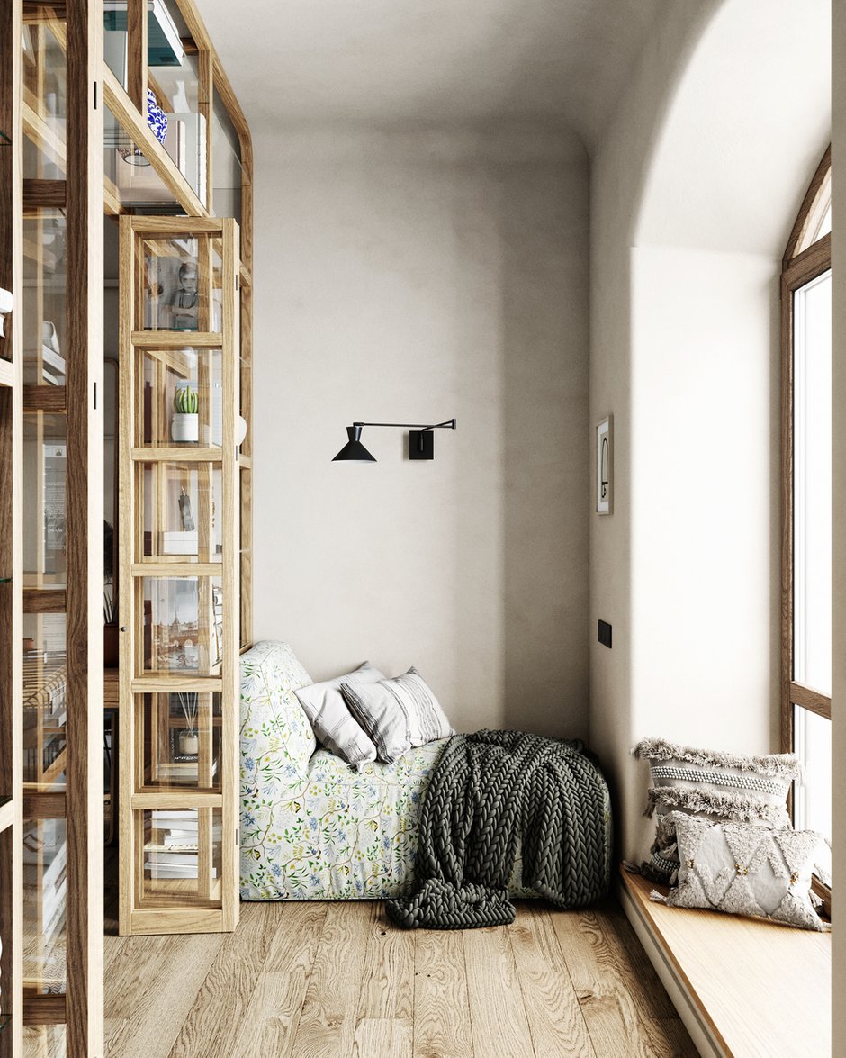 Фотография: Спальня в стиле Современный, Эклектика, Квартира, Проект недели, Санкт-Петербург, ToTaste Studio, 3 комнаты, 60-90 метров – фото на INMYROOM