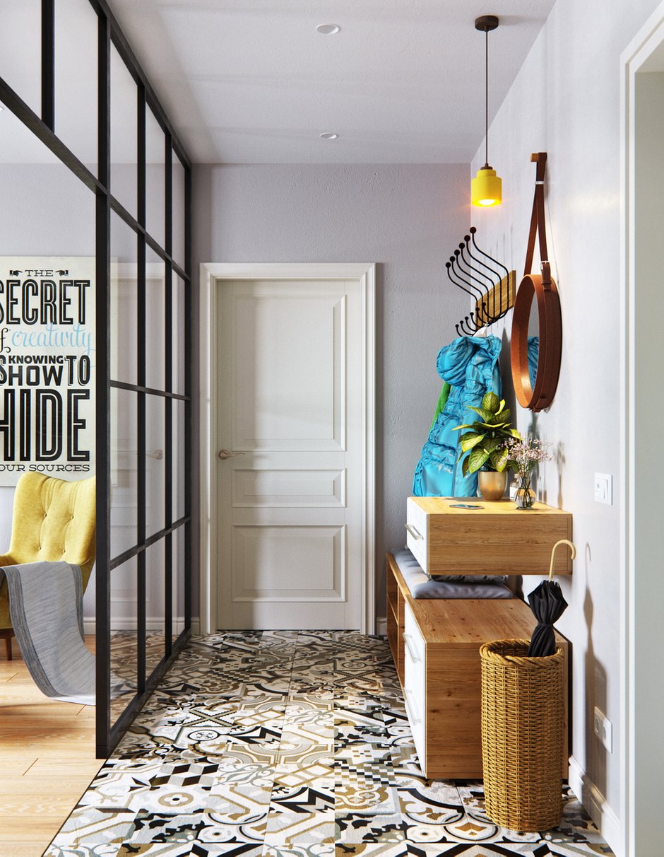 Фотография: Прихожая в стиле Скандинавский, Квартира, Проект недели, Санкт-Петербург, напольное покрытие, Панельный дом, 2 комнаты, 60-90 метров, Олег Минц, ЖК "Тойве" – фото на INMYROOM