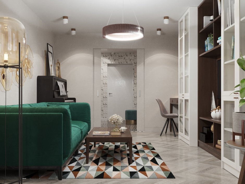 Фотография: Гостиная в стиле Современный, Квартира, Проект недели, Москва, Юлия Чернова, Кирпичный дом, 3 комнаты, 60-90 метров – фото на INMYROOM