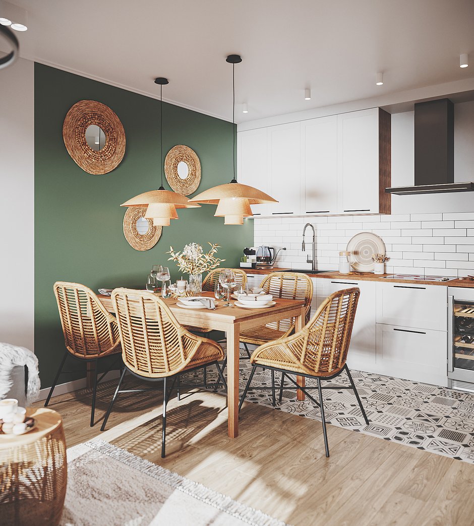 Фотография: Кухня и столовая в стиле Скандинавский, Современный, Эклектика, Бохо, Квартира, Проект недели, Москва, 3 комнаты, 60-90 метров, KSInteriors – фото на INMYROOM