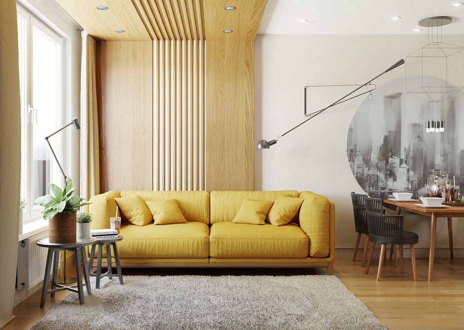 Фотография: Гостиная в стиле Современный, Квартира, Минимализм, Проект недели, Санкт-Петербург, 2 комнаты, 40-60 метров, Наталья Краснобородько – фото на INMYROOM