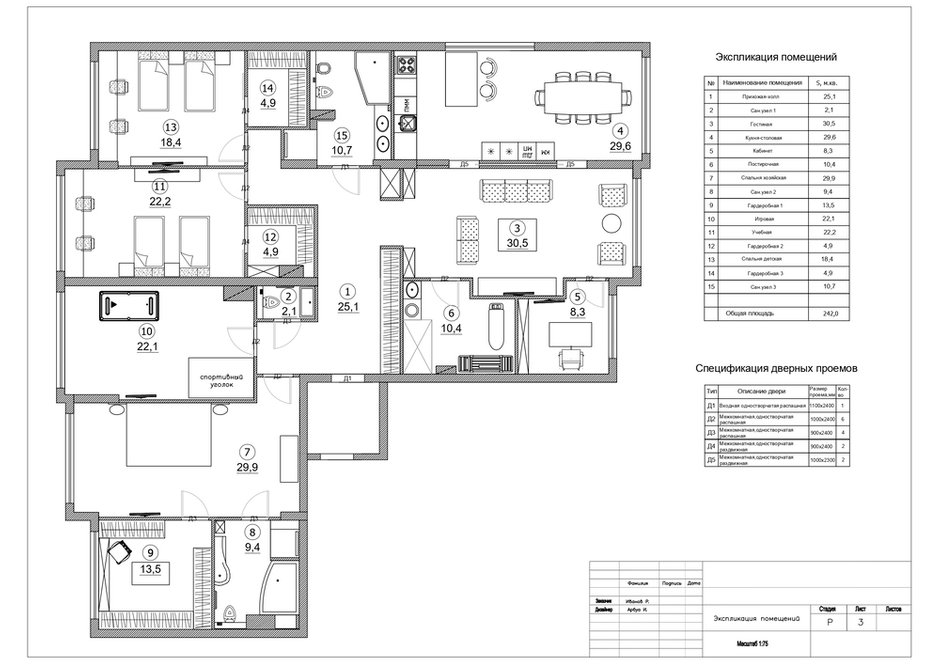 План с расстановкой мебели