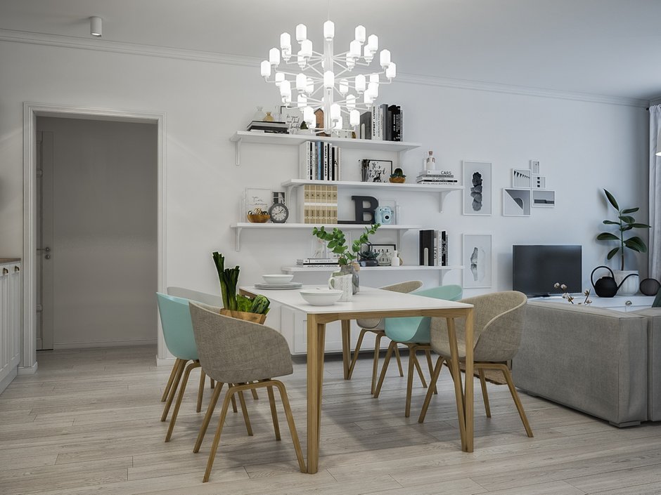 Фотография: Кухня и столовая в стиле Скандинавский, Квартира, Проект недели, Москва, 4 и больше, 60-90 метров, «Точка дизайна» – фото на INMYROOM
