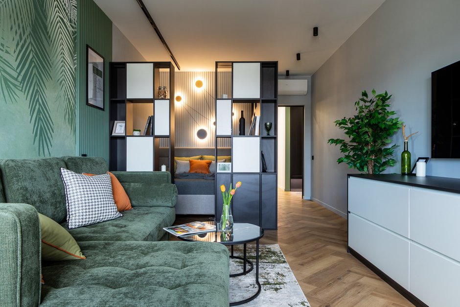 Фотография: Гостиная в стиле Современный, Квартира, Проект недели, Санкт-Петербург, 2 комнаты, 40-60 метров, Дарина Ермак – фото на INMYROOM