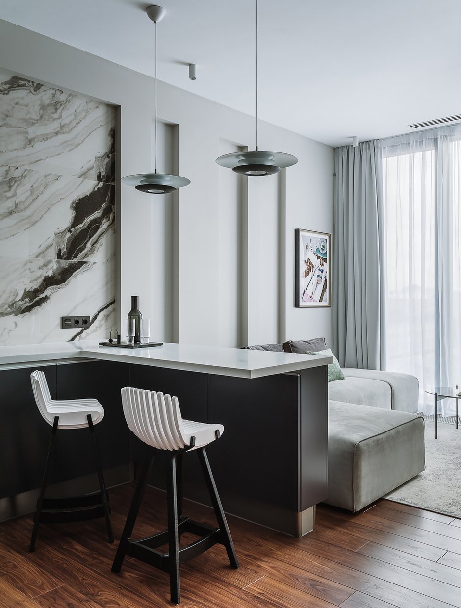 Фотография: Кухня и столовая в стиле Современный, Квартира, Минимализм, Проект недели, Москва, 2 комнаты, 40-60 метров, BW Buro – фото на INMYROOM
