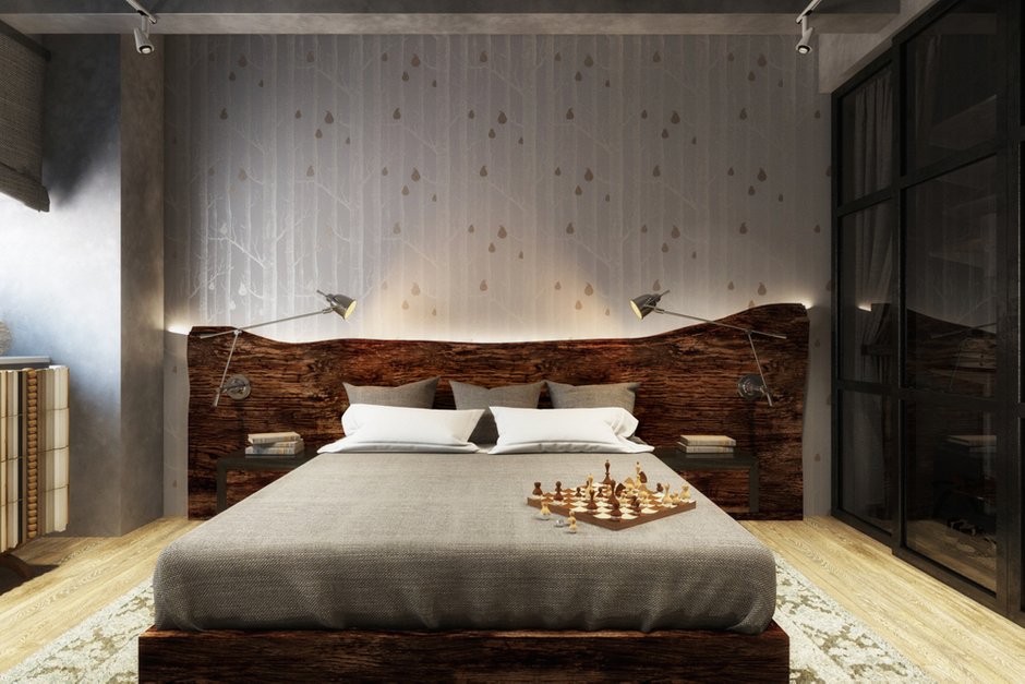Фотография:  в стиле , Лофт, Квартира, Eichholtz, Flos, Lola Glamour, Restoration Hardware, Белый, Проект недели, Черный, Москва, Бежевый, Синий, Серый, Коричневый, Belvedere, Curations Limited, спальня в стиле лофт, идеи перепланировки, бетонные стены, Tolix, как оубстроить гардеробную, двухэтажная студия, планировка двухэтажной студии, лофт в спальне, планировка гардеробной, Диана Мальцева, спальня с гардеробом, Devon&Devon, лофт в интерьере кухни, гардеробная в квартире, как оформить интерьер в стиле лофт, декор в лофте, отделка в лофте, цветовое оформление в лофте, бетон на кухне, Hatria, Samuel Heath, Equipe Ceramicas, Александра Веселаго, Emerald, Marrakech Design, Naxos Ceramica, Minacciolo, Edfan Classic, Паркет Холл, Carl Hansen & Son, Bleunature, Emmemobili, LeКоvёr, Art-Kamen – фото на INMYROOM