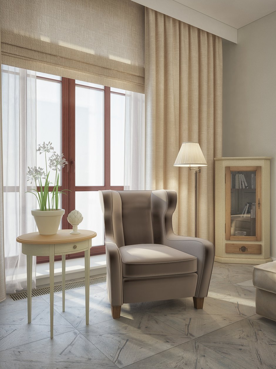 Фотография: Гостиная в стиле Прованс и Кантри, Современный, Квартира, Проект дня, Москва, Степан Бугаев, Победа Дизайна, новостройка, Кирпичный дом, Монолитный дом, ЖК Виноградный, 2 комнаты, 60-90 метров – фото на INMYROOM