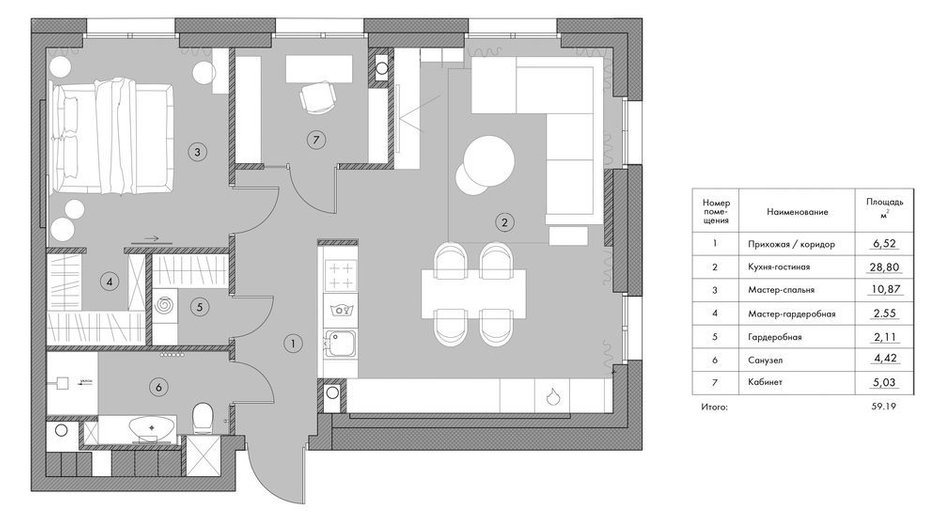Фотография: Планировки в стиле , Современный, Квартира, Минимализм, Проект недели, Москва, 2 комнаты, 40-60 метров, Insdesign – фото на INMYROOM