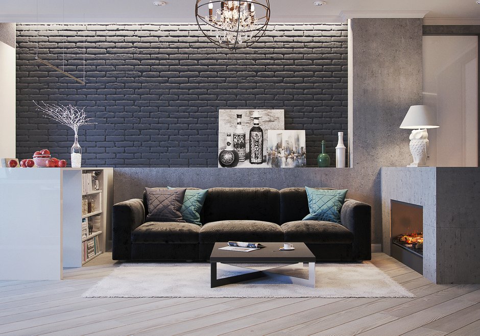 Фотография: Гостиная в стиле Лофт, Квартира, Проект недели, Екатеринбург, новостройка, Юлия Калеми, Более 90 метров – фото на INMYROOM