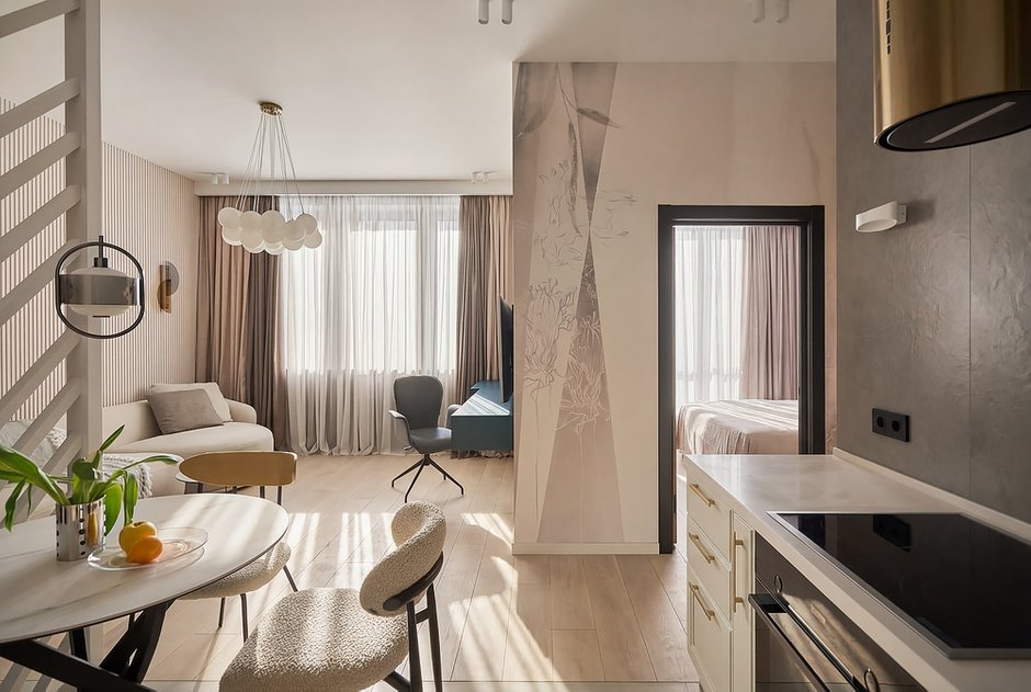 Фотография:  в стиле , Квартира, Проект дня, Москва, 1 комната, 40-60 метров, минимализм, современный, Мария Куймазова – фото на INMYROOM