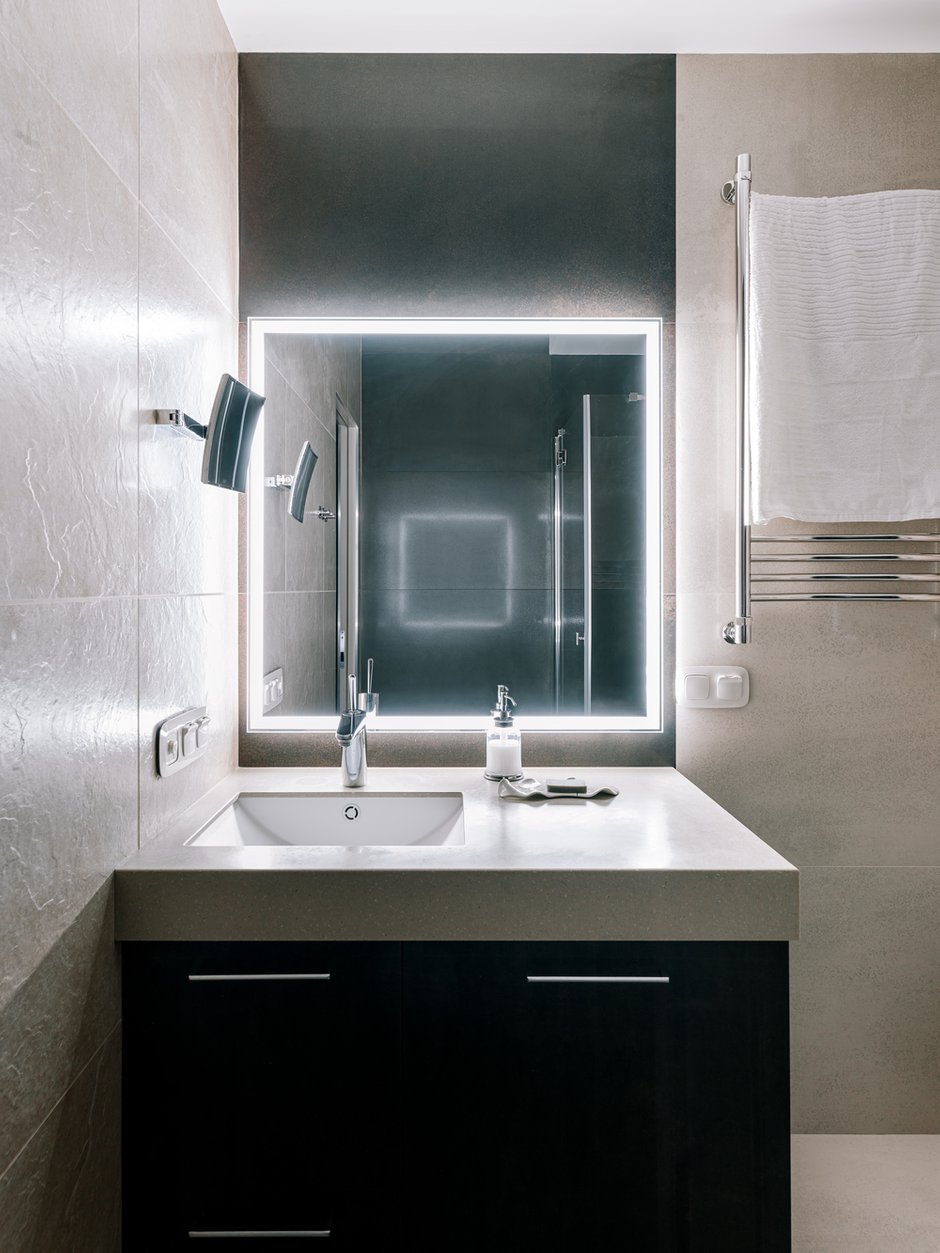 Фотография: Ванная в стиле Минимализм, Современный, Малогабаритная квартира, Квартира, Студия, Проект дня, Москва, до 40 метров, Ирина Ежова – фото на INMYROOM