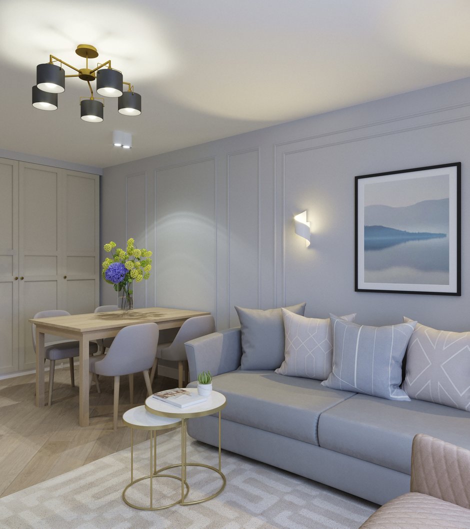 Фотография: Гостиная в стиле Современный, Квартира, Проект недели, Москва, Бежевый, Серый, ИКЕА, Панельный дом, 3 комнаты, 60-90 метров, Ольга Артамцева – фото на INMYROOM