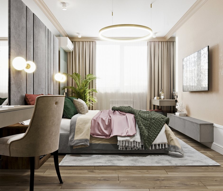 Фотография: Спальня в стиле Современный, Квартира, Проект недели, Новосибирск, студия Mango, Монолитный дом, 3 комнаты, Более 90 метров – фото на INMYROOM