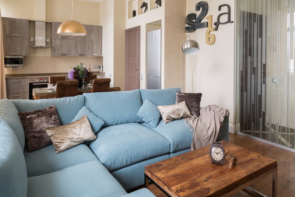 Фотография: Гостиная в стиле Современный, Эклектика, Квартира, Проект недели, Москва, Кирпичный дом, 2 комнаты, 40-60 метров, ZE-MOOV – фото на INMYROOM