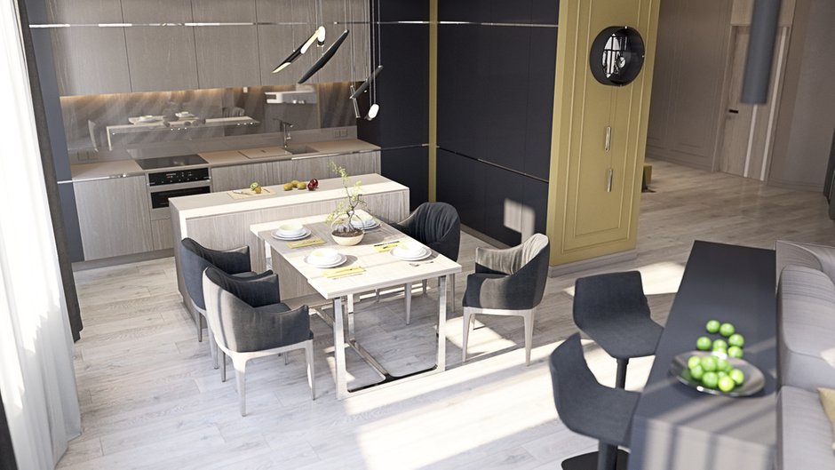 Фотография: Кухня и столовая в стиле Современный, Квартира, Проект недели, новостройка, Монолитный дом, Кишинев, Молдова, MUSA Studio, 3 комнаты, Более 90 метров – фото на INMYROOM