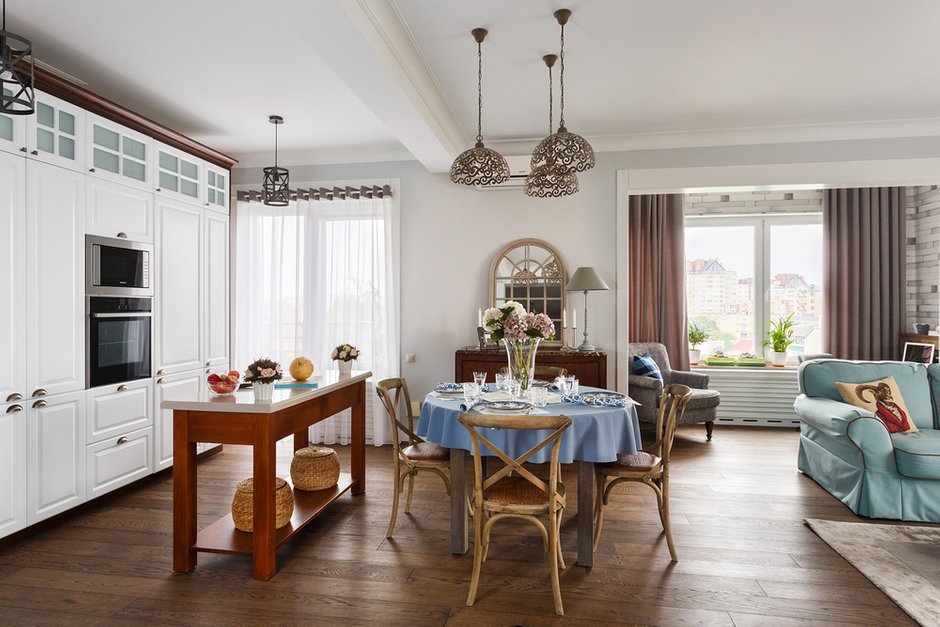 Фотография: Кухня и столовая в стиле Прованс и Кантри, Современный, Квартира, Проект дня, Калининград, новостройка, Монолитный дом, Shperling Design, 4 и больше, Более 90 метров – фото на INMYROOM